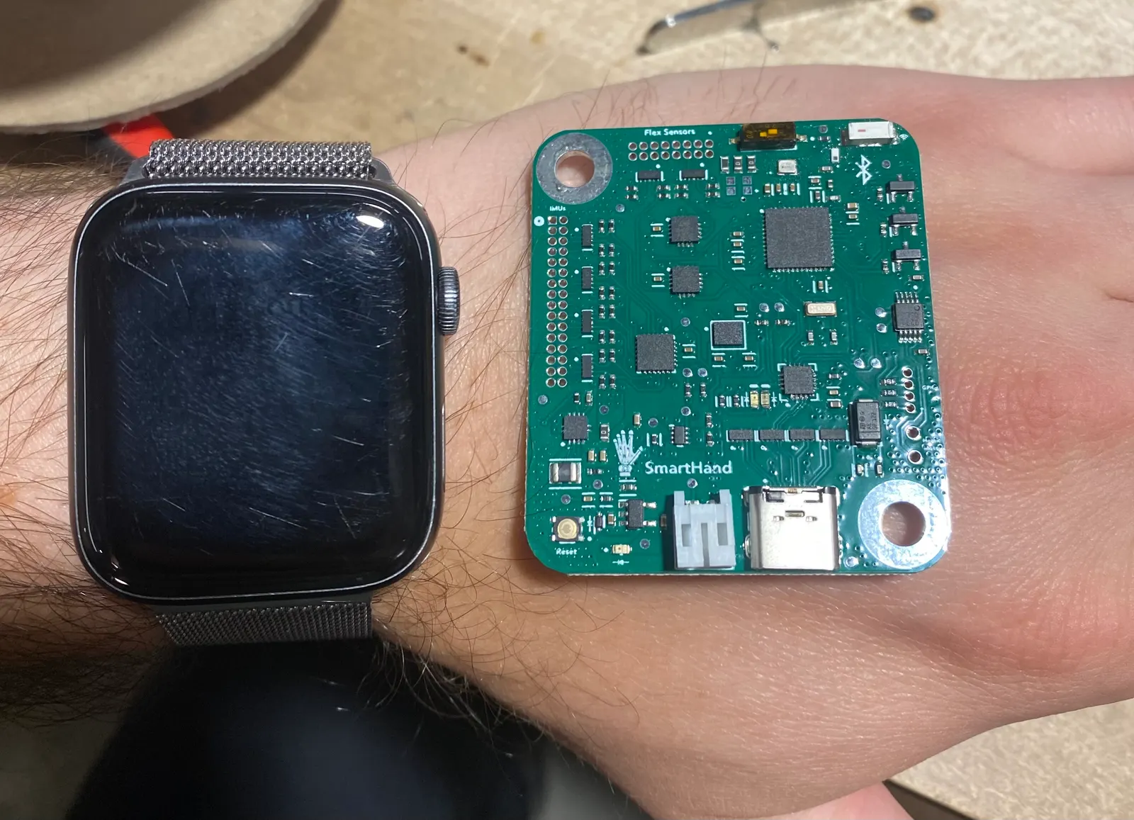 Fabricated and assembled SmartHand PCB